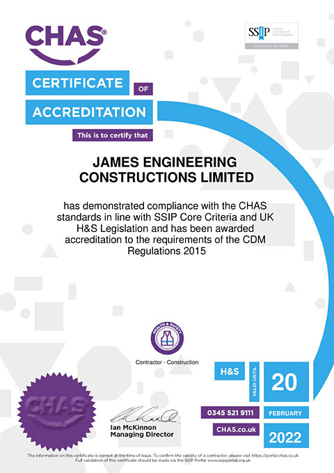 CHAS accreditation certificate 2021/22